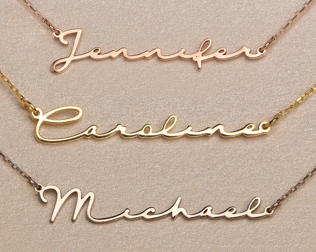 14k Gold Name Necklace, Necklace with Name, Minimalist Handmade Jewelry, Personalized Necklace Necklace - Name Jewelry - Necklaces for Women