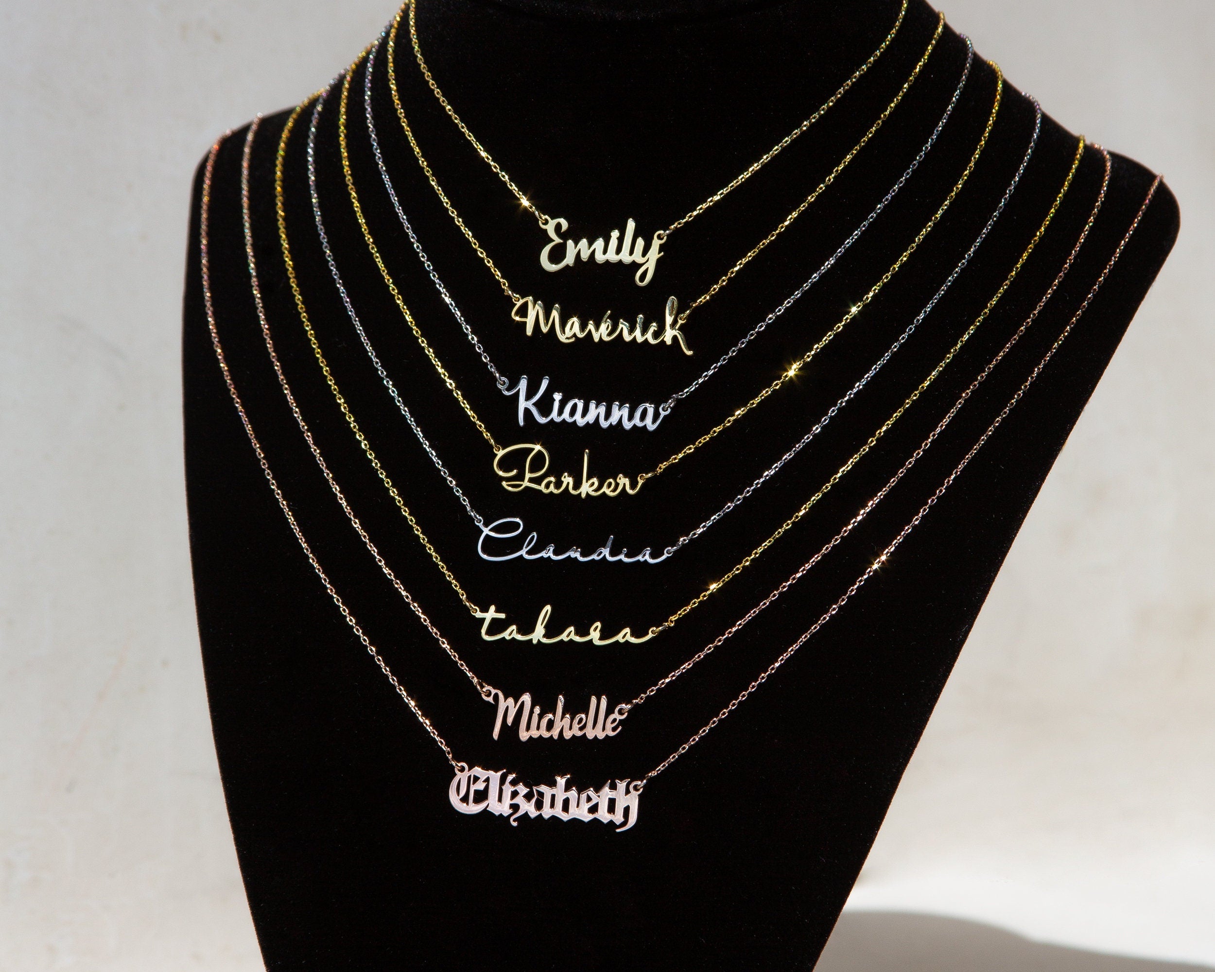 14k Gold Name Necklace, Necklace with Name, Minimalist Handmade Jewelry, Personalized Necklace Necklace - Name Jewelry - Necklaces for Women
