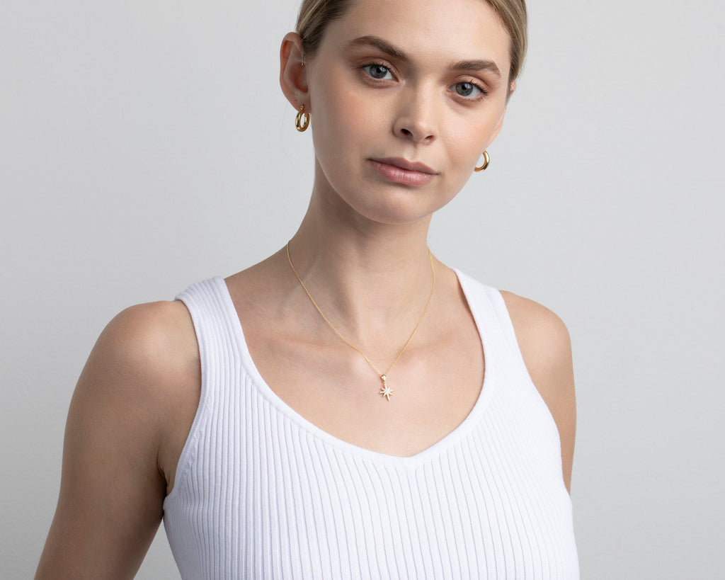 Cross Necklace, 14K Solid Gold Christian Cross Necklace, Diamond CZ Small Cross Necklace, Minimalist Cross Necklace, Cross Pendant Necklace