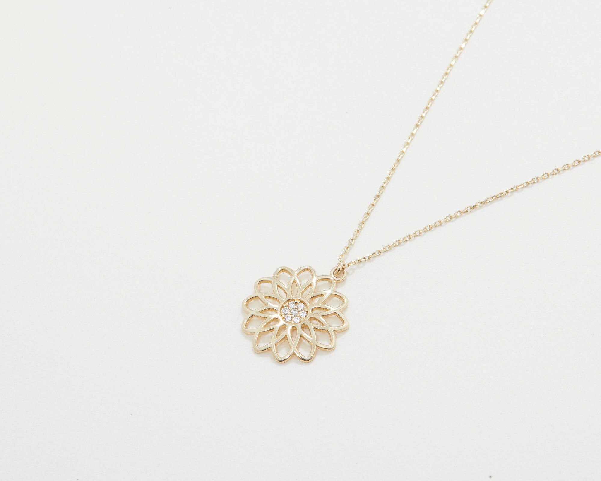 14K Solid Gold Pave Double Heart Necklace, 14K Double Heart Necklace, 10K Double Heart Necklace, 8K Double Heart Necklace, Handmade Jewelry