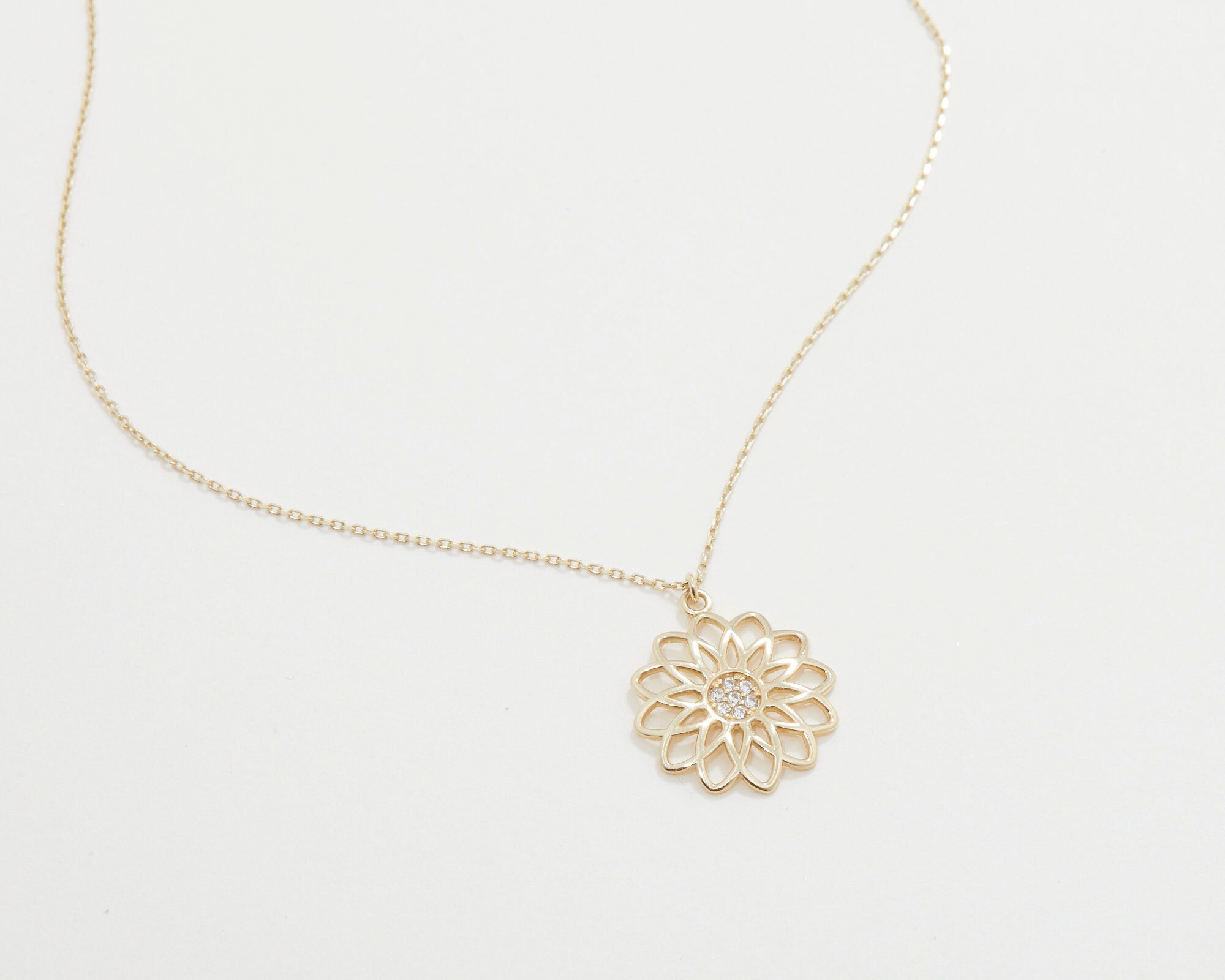 14K Solid Gold Pave Double Heart Necklace, 14K Double Heart Necklace, 10K Double Heart Necklace, 8K Double Heart Necklace, Handmade Jewelry