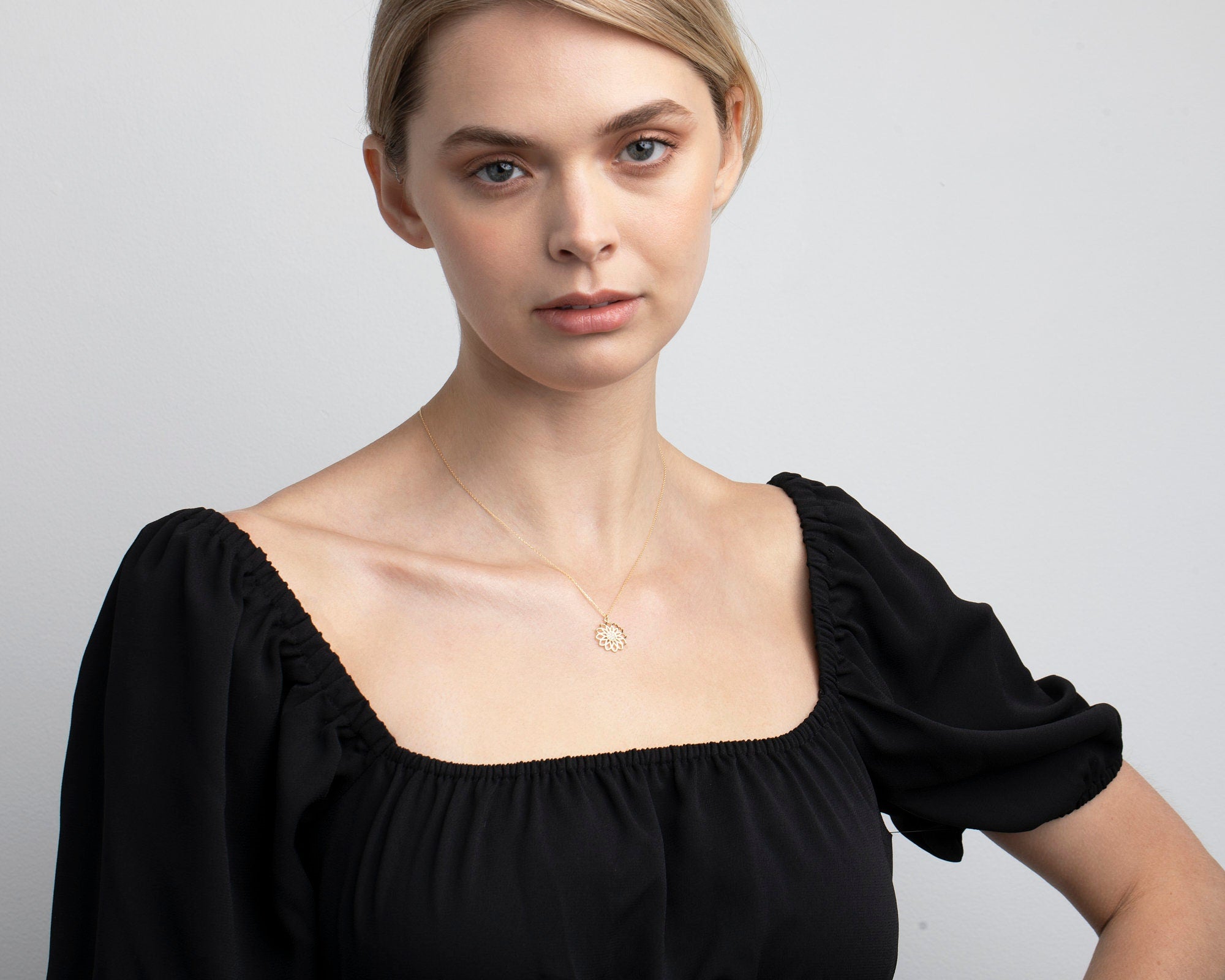 14K Solid Gold Pave Double Heart Necklace, 14K Double Heart Necklace, 10K Double Heart Necklace, 8K Double Heart Necklace, Handmade Jewelry