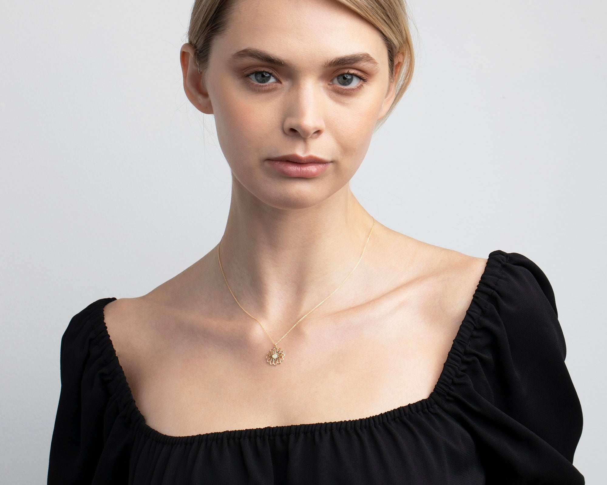 14K Solid Gold Pave Double Heart Necklace, 14K Double Heart Necklace, 10K Double Heart Necklace, 8K Double Heart Necklace, Handmade Jewelry