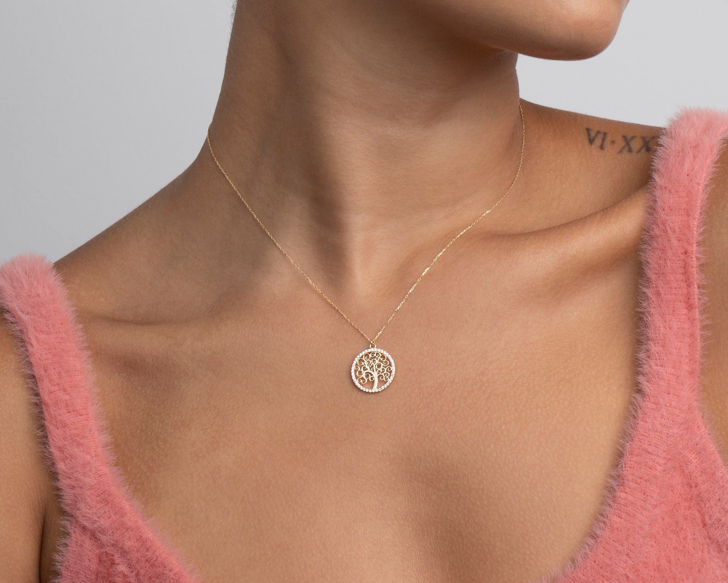 14K Gold Evil Eye Necklace, Silver Evil Eye Necklace, Real Gold Necklace, Women Necklace, Minimalist, Handmade Jewelry