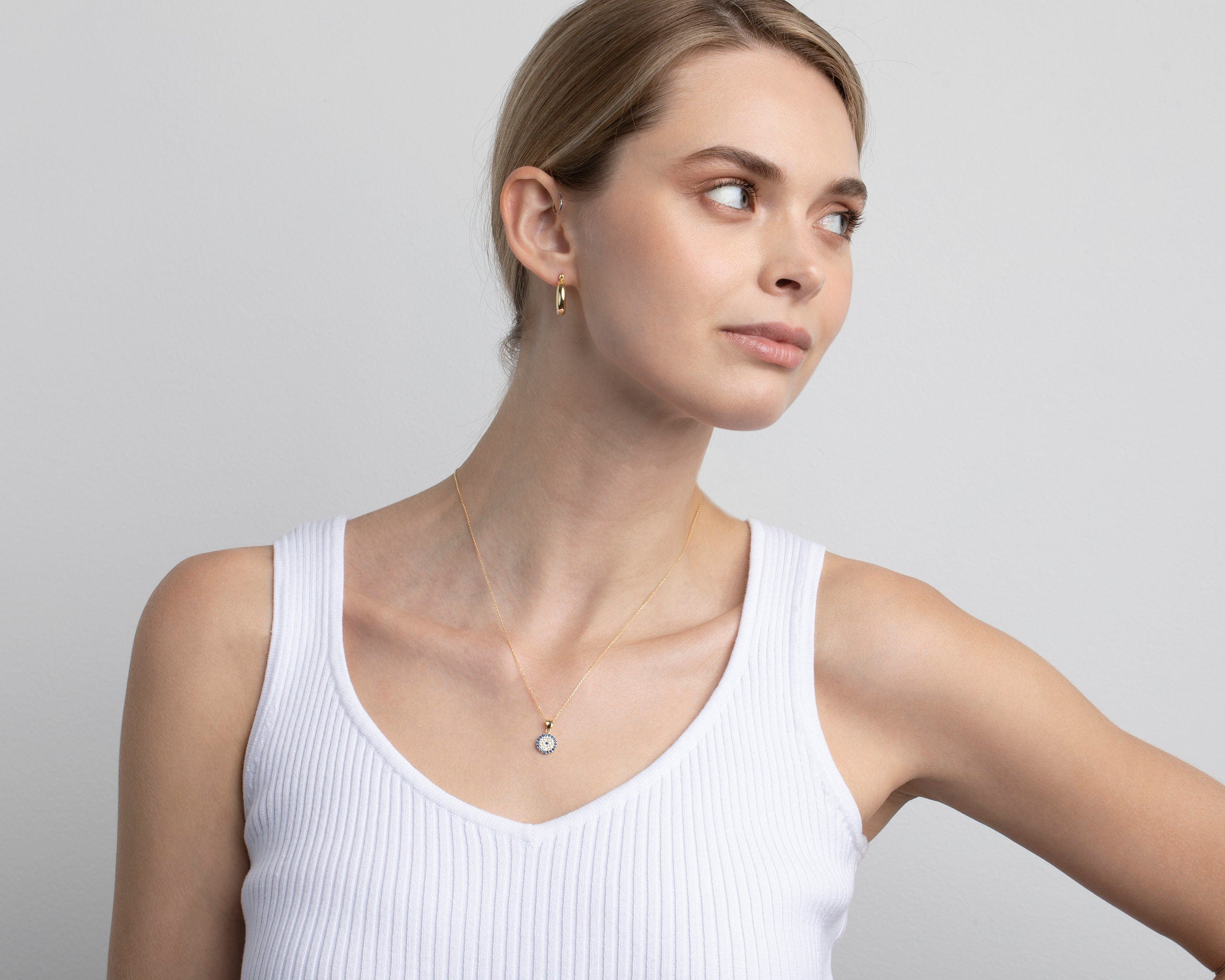 Small Cross Necklace, Gold Small Christian Necklace, Dainty Cross Necklace, Minimalist, Handmade Jewelry, Necklace for women