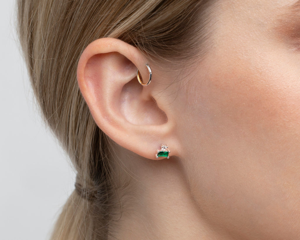 Diamond Hoop Earring, Huggie CZ Hoops, Everyday Earrings, Jewelry for Women, Sterling Silver Hoop, Gifts For Her, Handmade Earrings