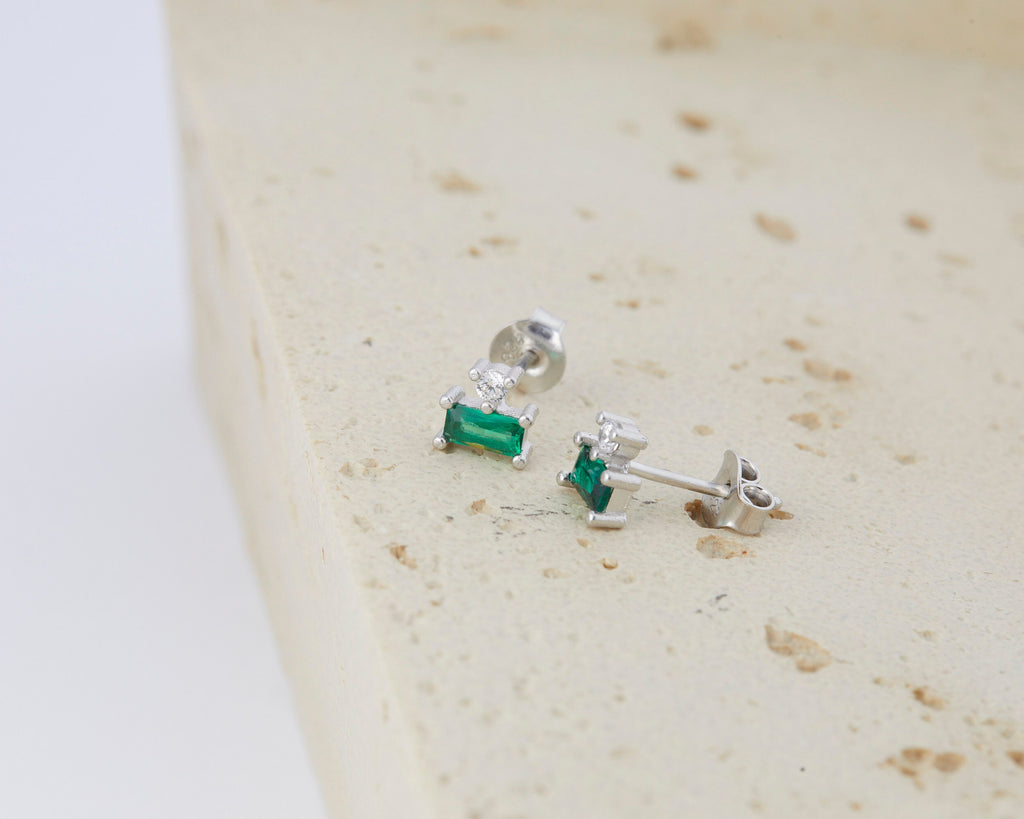 Diamond Hoop Earring, Huggie CZ Hoops, Everyday Earrings, Jewelry for Women, Sterling Silver Hoop, Gifts For Her, Handmade Earrings