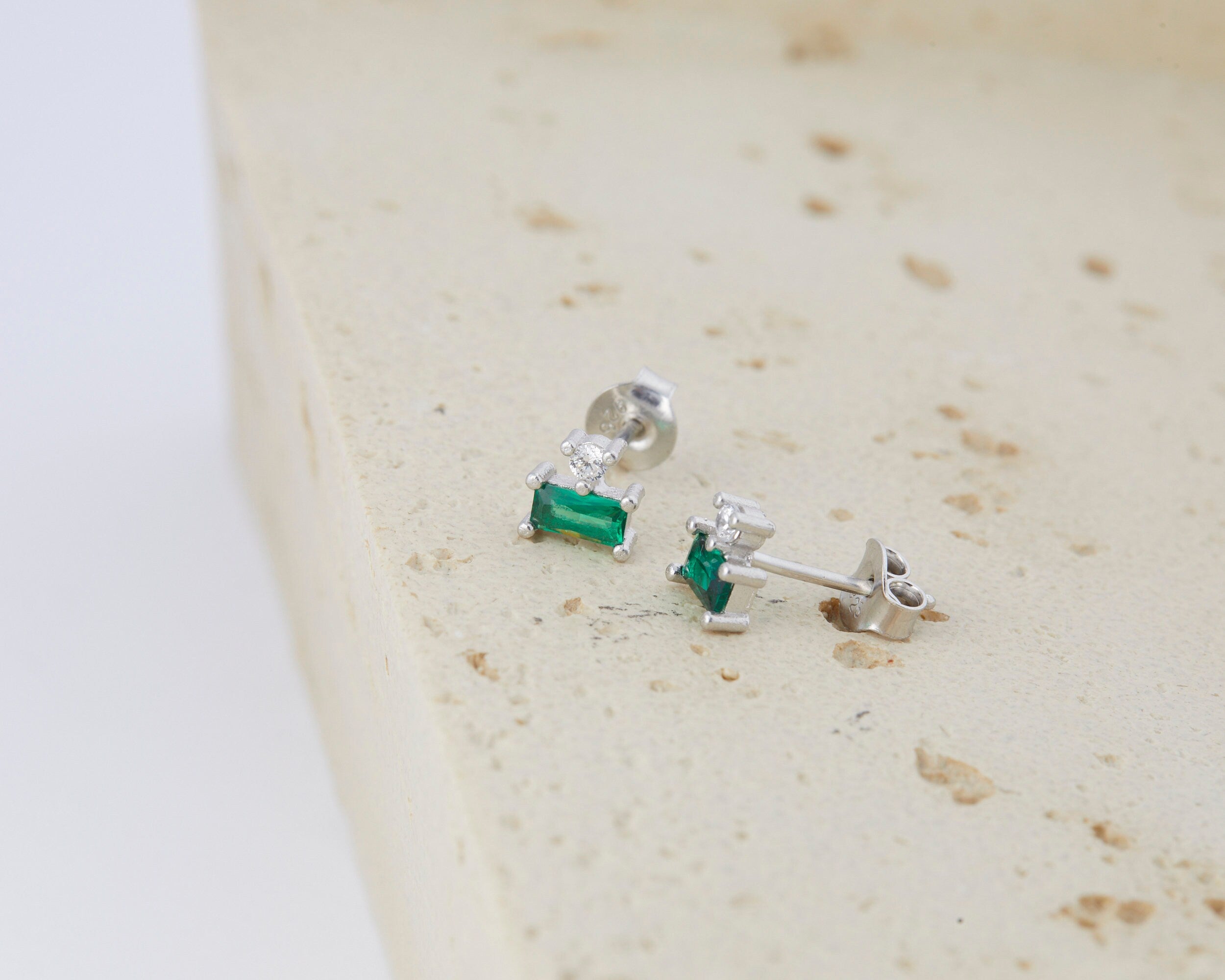 Diamond Hoop Earring, Huggie CZ Hoops, Everyday Earrings, Jewelry for Women, Sterling Silver Hoop, Gifts For Her, Handmade Earrings