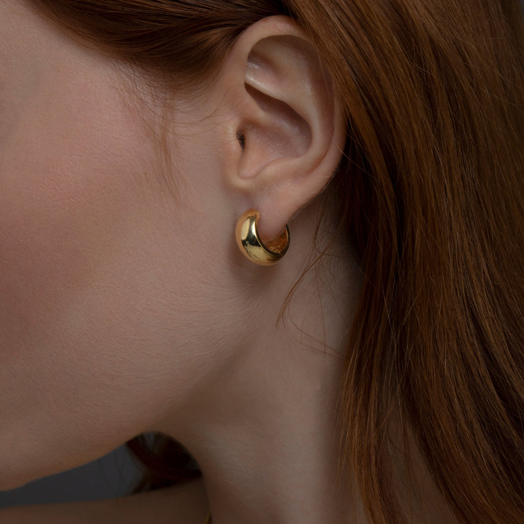 Square Earrings, Square Huggie Hoop Earring, 14K Gold Earrings, Chunky Earrings, Handmade Jewelry for Women, Thick Hoop Earrings, Minimalist