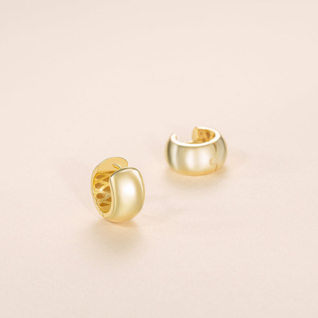 Square Earrings, Square Huggie Hoop Earring, 14K Gold Earrings, Chunky Earrings, Handmade Jewelry for Women, Thick Hoop Earrings, Minimalist