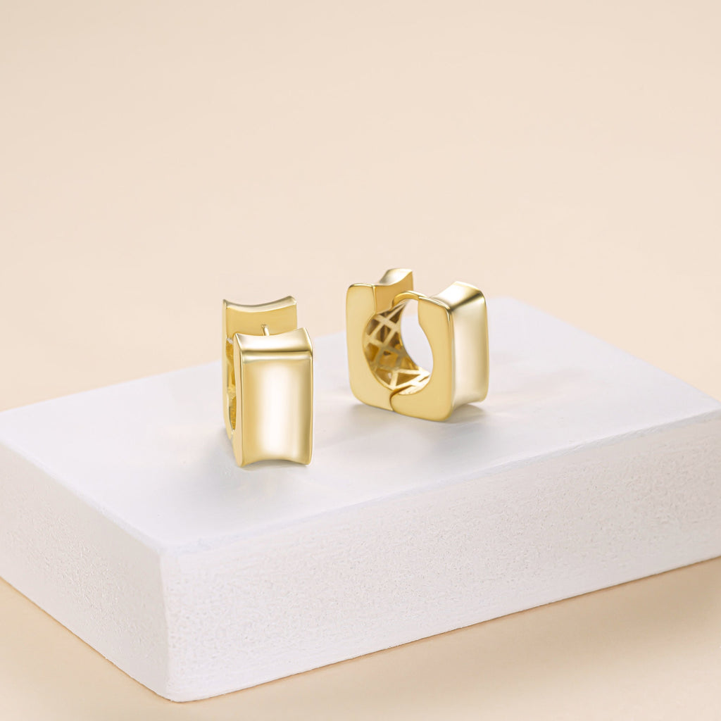 Gold Hinged Huggie Earrings - Handmade Silver Hoop Earrings, Textured hoops, Handmade Jewelry, Minimalist Earrings