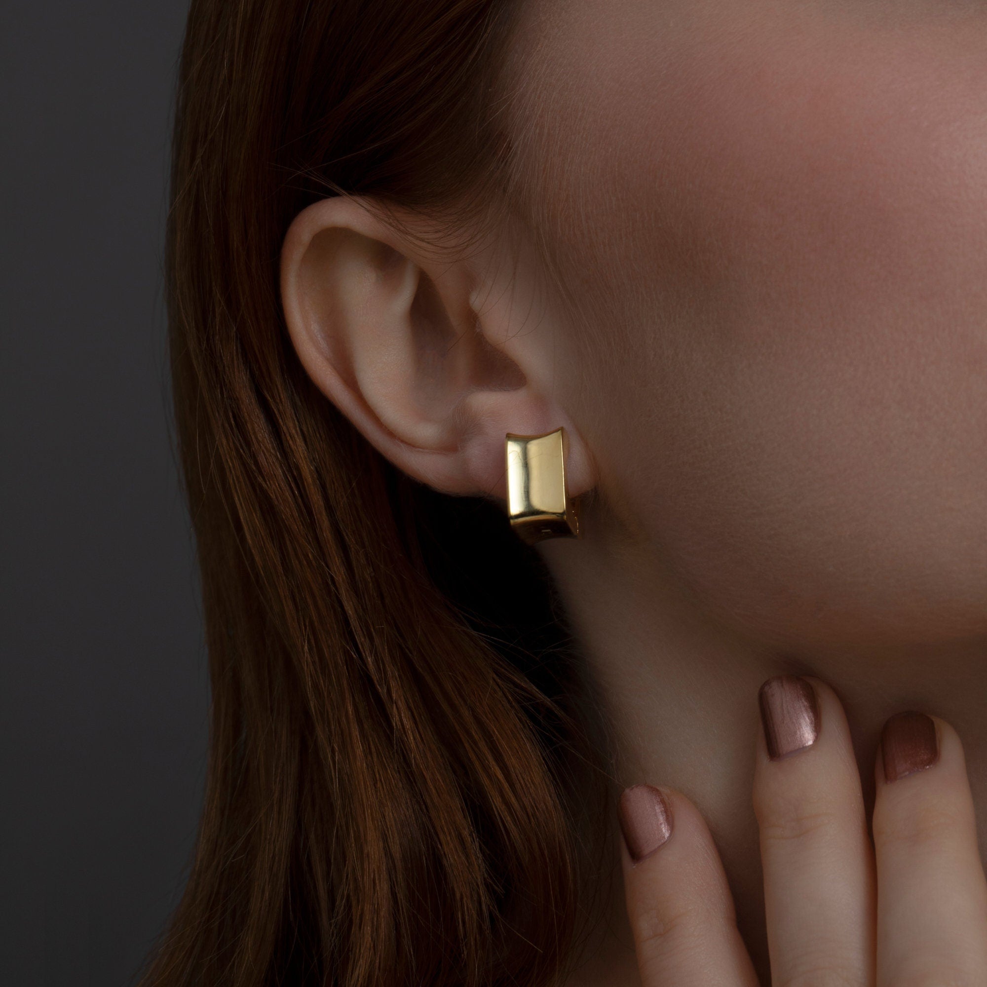 Gold Hinged Huggie Earrings - Handmade Silver Hoop Earrings, Textured hoops, Handmade Jewelry, Minimalist Earrings