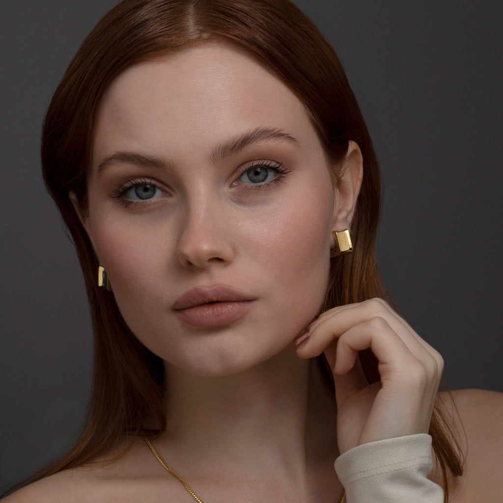 Gold Hinged Huggie Earrings - Handmade Silver Hoop Earrings, Textured hoops, Handmade Jewelry, Minimalist Earrings