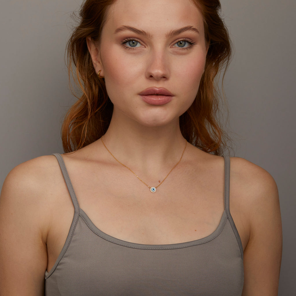14K Gold Hamsa Necklace - Gold plated Sterling Silver Dainty Adjustable Handmade Jewelry for Women, Protection Jewelry, Hamsa Hand Charm