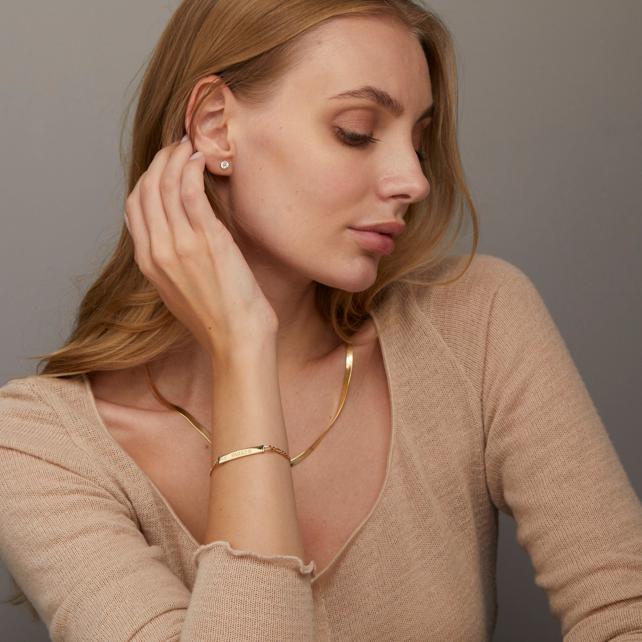 14k Gold Dangling Hoop Earrings with Baguette-Cut Crystal Drop - Elegant Minimalist Jewelry for Women