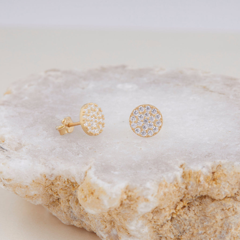 Circle Stud Earrings - Gold Earrings - 14K Earrings - Dainty Tiny Hypoallergenic Studs - Diamonds Earrings - Minimalist Jewelry For Women