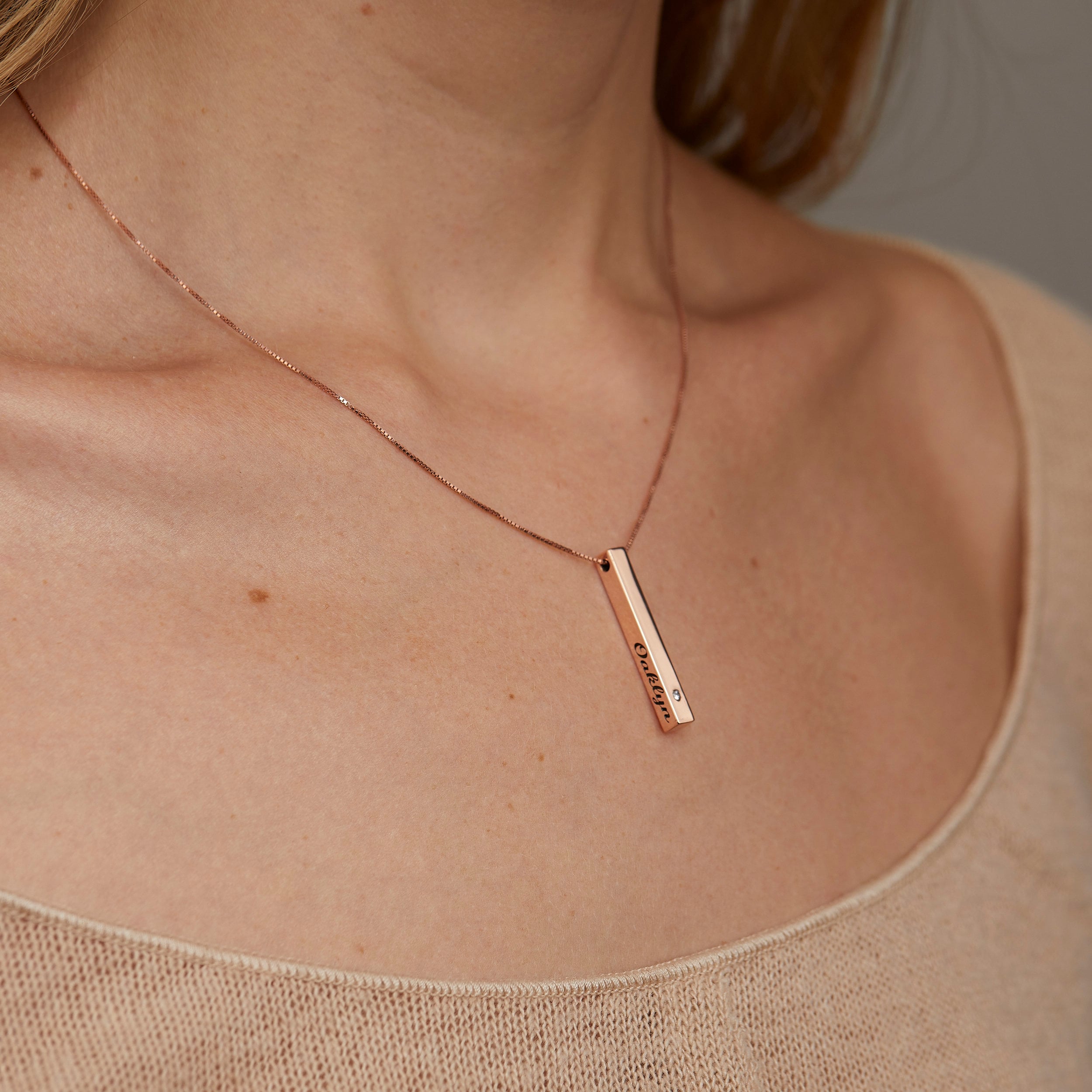 3 Diamond Necklace - Dainty Minimalist Diamond Necklace, Delicate Layering Necklace, Cz Diamond Necklace, Bridal Jewelry, 14K Gold Necklace