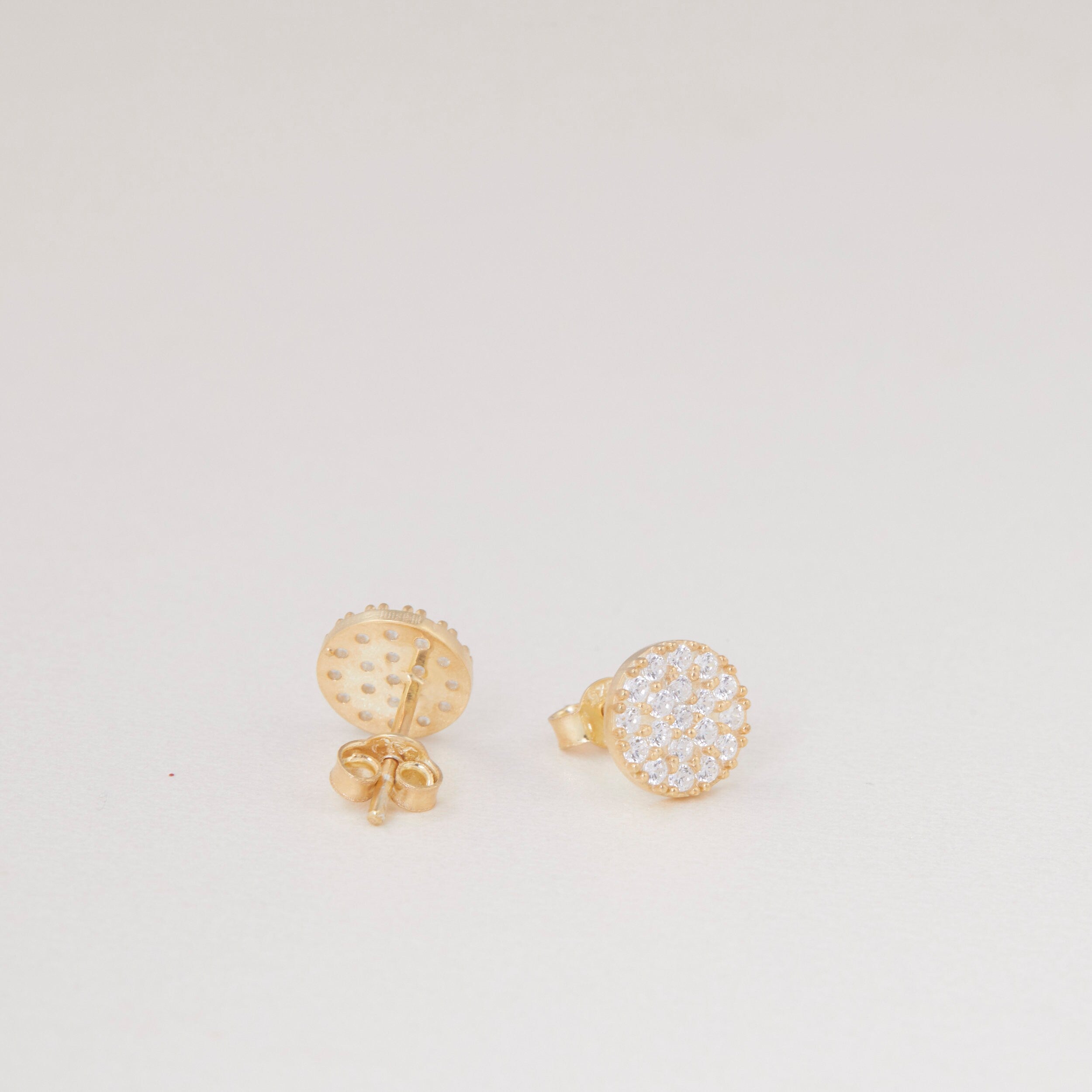 Circle Stud Earrings - Gold Earrings - 14K Earrings - Dainty Tiny Hypoallergenic Studs - Diamonds Earrings - Minimalist Jewelry For Women