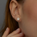Evil Eye Stud Earrings - Silver & Gold Dainty Hypoallergenic Earrings - Diamond Accented Evil Eye Jewelry for Women - Protection Symbol