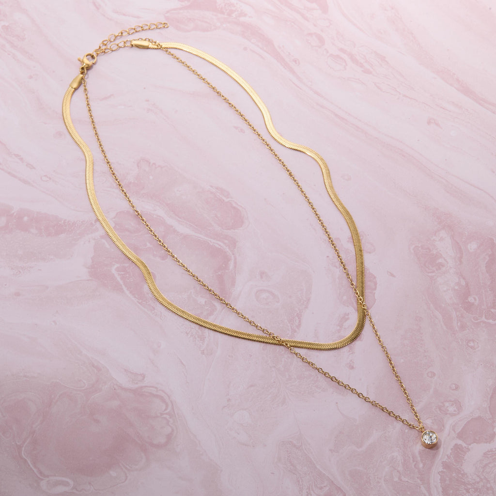 18k Gold Herringbone Necklace, Snake Chain Necklace, Herringbone Chain, Double Snake Necklace for Her, Everyday Necklace, Jewelry for Women