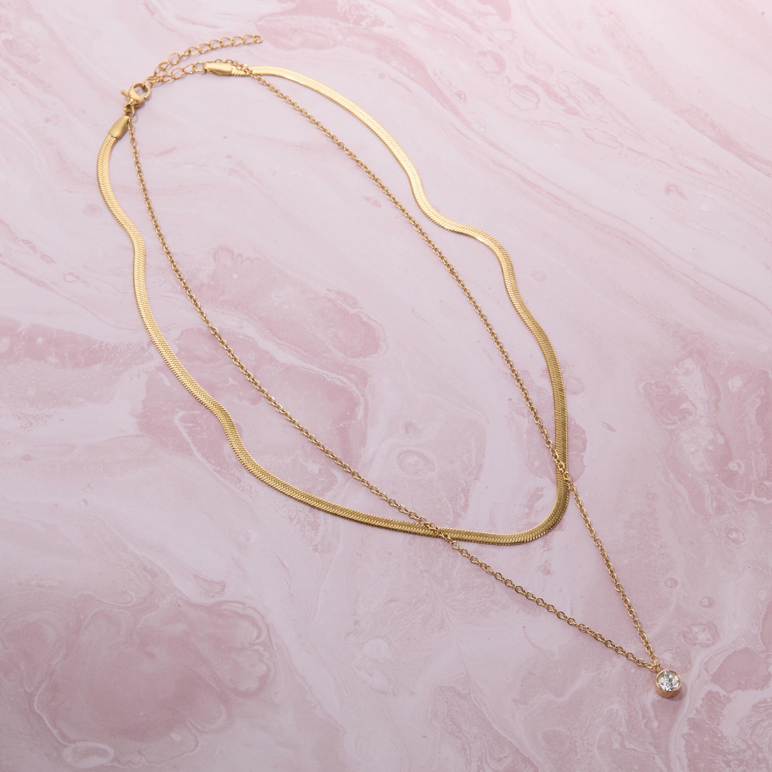 18k Gold Herringbone Necklace, Snake Chain Necklace, Herringbone Chain, Double Snake Necklace for Her, Everyday Necklace, Jewelry for Women