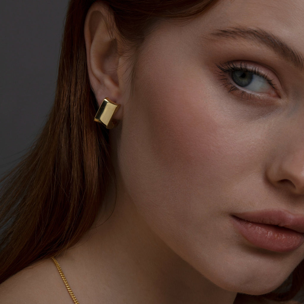 Gold Hinged Huggie Earrings - Handmade Silver Hoop Earrings, Textured hoops, Handmade Jewelry, Minimalist Earrings