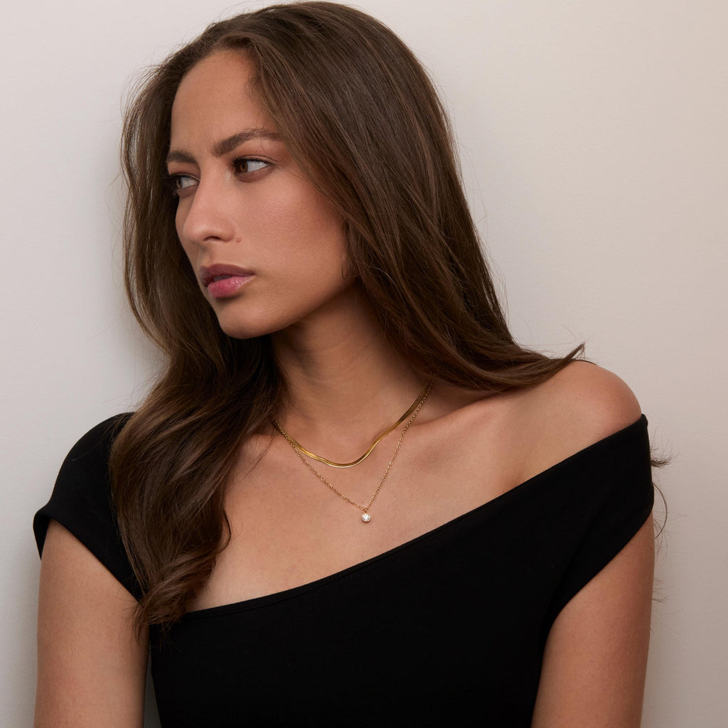 18k Gold Herringbone Necklace, Snake Chain Necklace, Herringbone Chain, Double Snake Necklace for Her, Everyday Necklace, Jewelry for Women