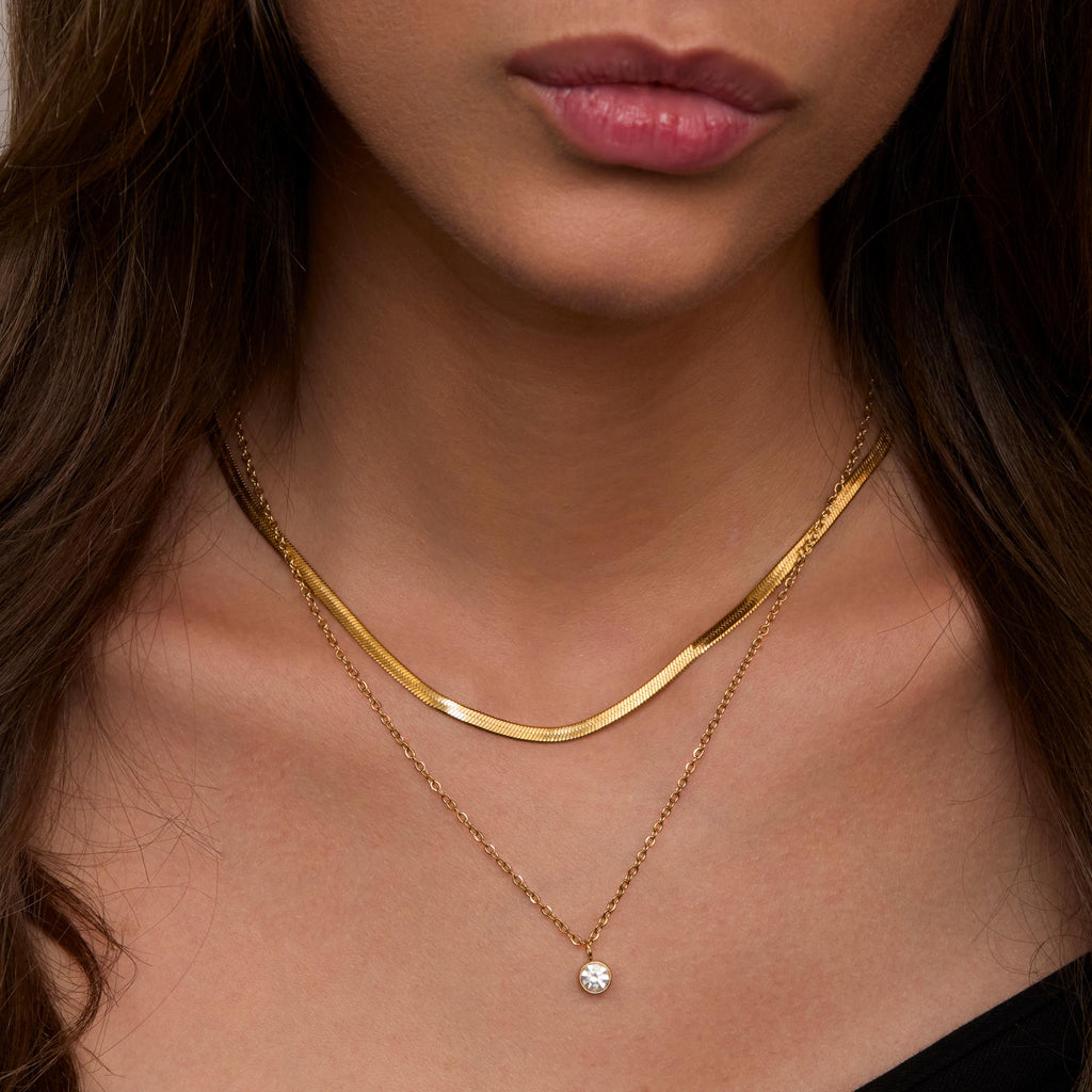 18k Gold Herringbone Necklace, Snake Chain Necklace, Herringbone Chain, Double Snake Necklace for Her, Everyday Necklace, Jewelry for Women