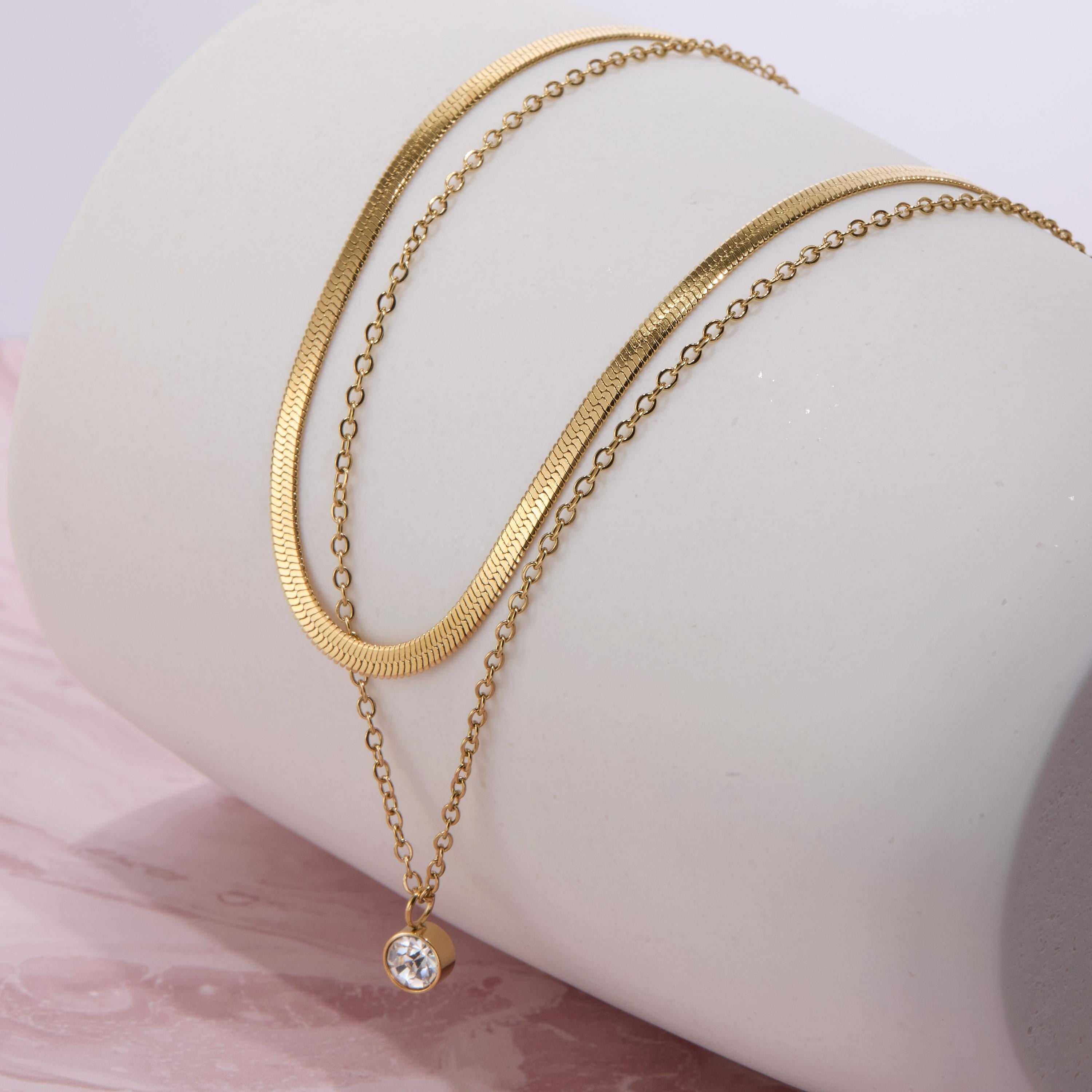 18k Gold Herringbone Necklace, Snake Chain Necklace, Herringbone Chain, Double Snake Necklace for Her, Everyday Necklace, Jewelry for Women