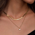 18k Gold Herringbone Necklace, Snake Chain Necklace, Herringbone Chain, Double Snake Necklace for Her, Everyday Necklace, Jewelry for Women