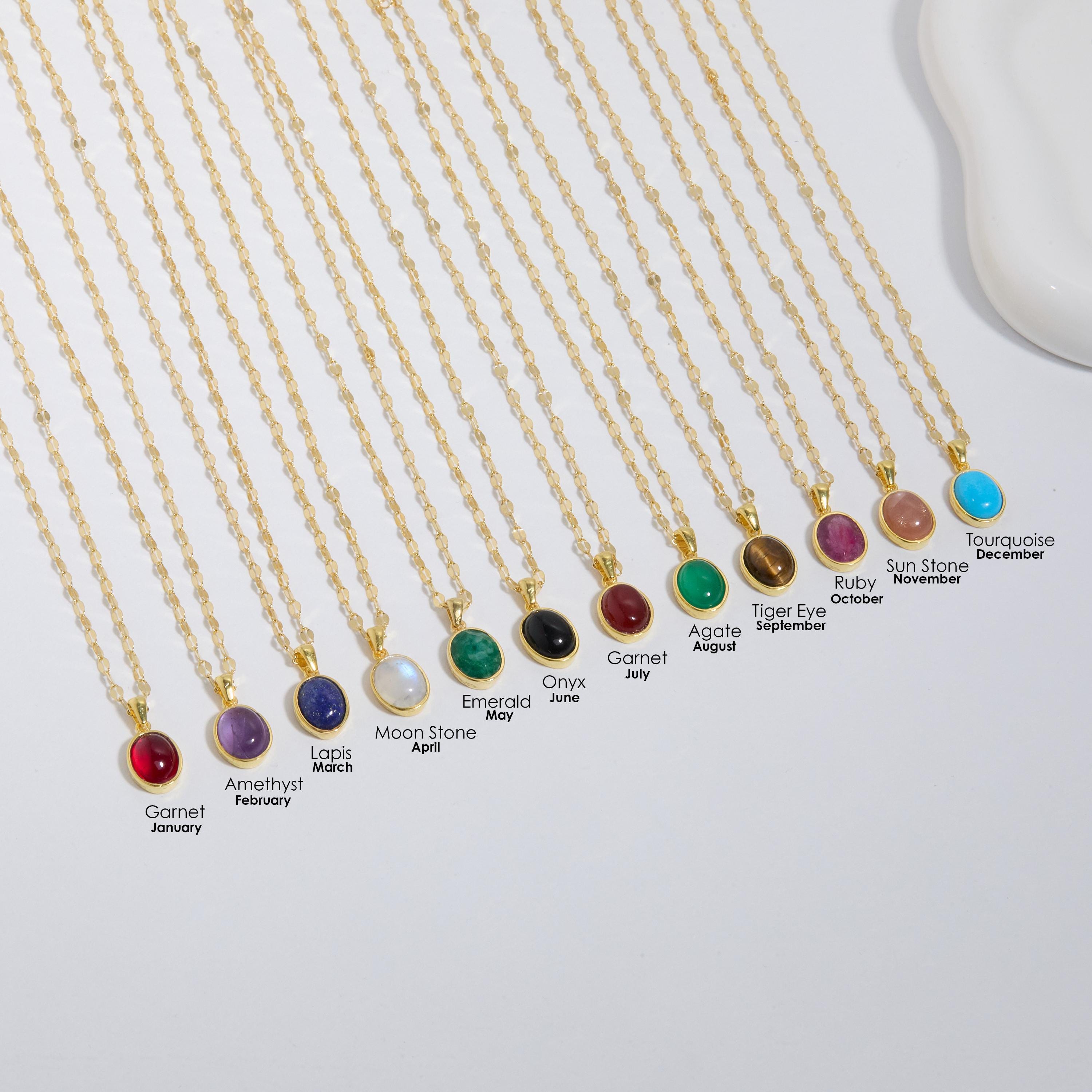 Birthstone Necklace Personalized, Dainty Bar Pendant, Custom Family Jewelry, Birthstone Jewelry, Gift for Her, Necklaces for Women