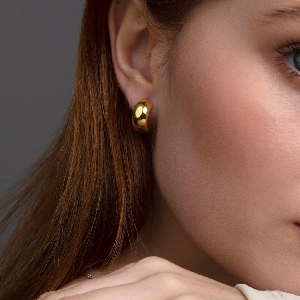 Square Earrings, Square Huggie Hoop Earring, 14K Gold Earrings, Chunky Earrings, Handmade Jewelry for Women, Thick Hoop Earrings, Minimalist