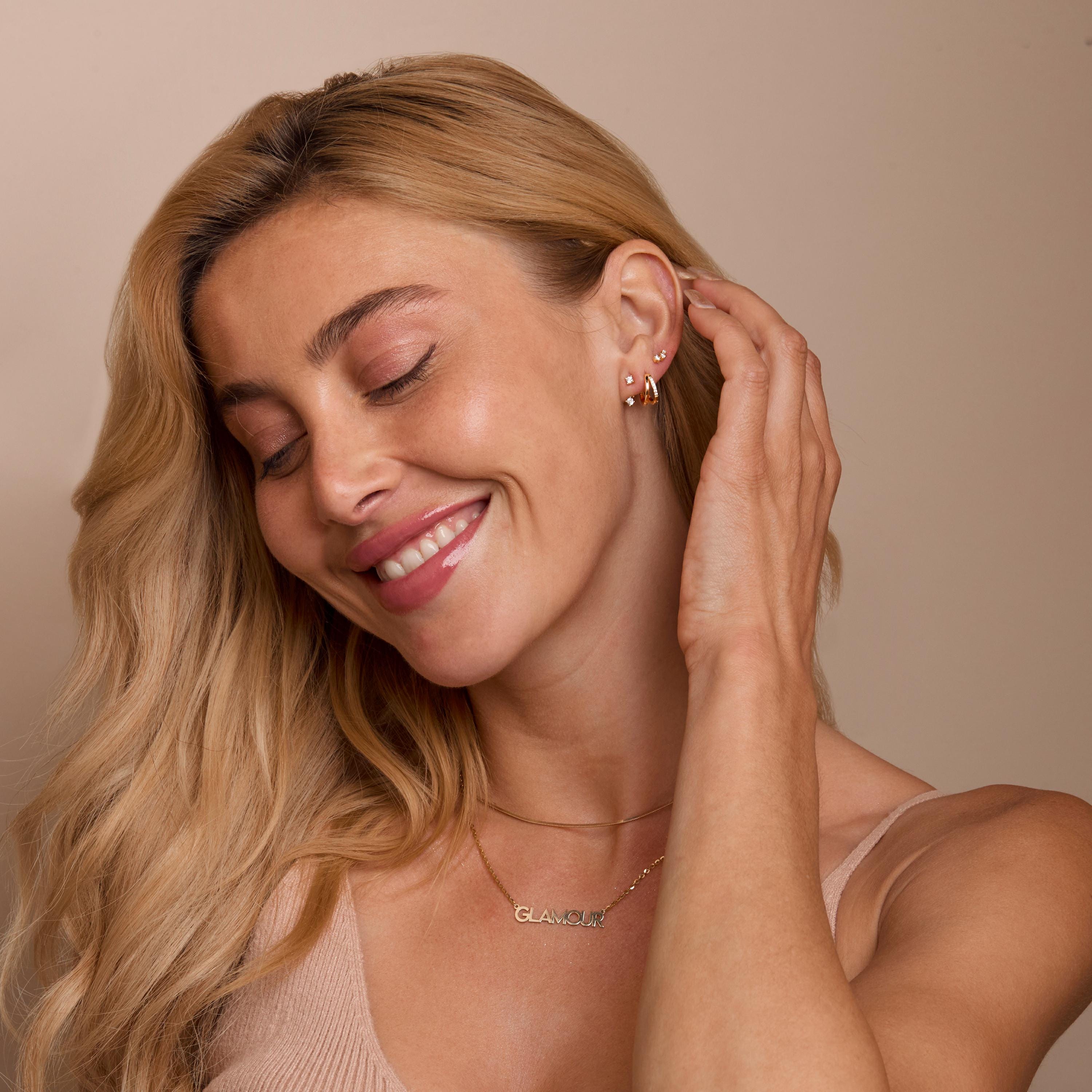Opal Hoops Stud Earring Set, 14K Gold Minimalist Opal Jewelry, Dainty Opal Earring Set, Gold hoop earrings, Minimalist Jewelry, Gift for Her