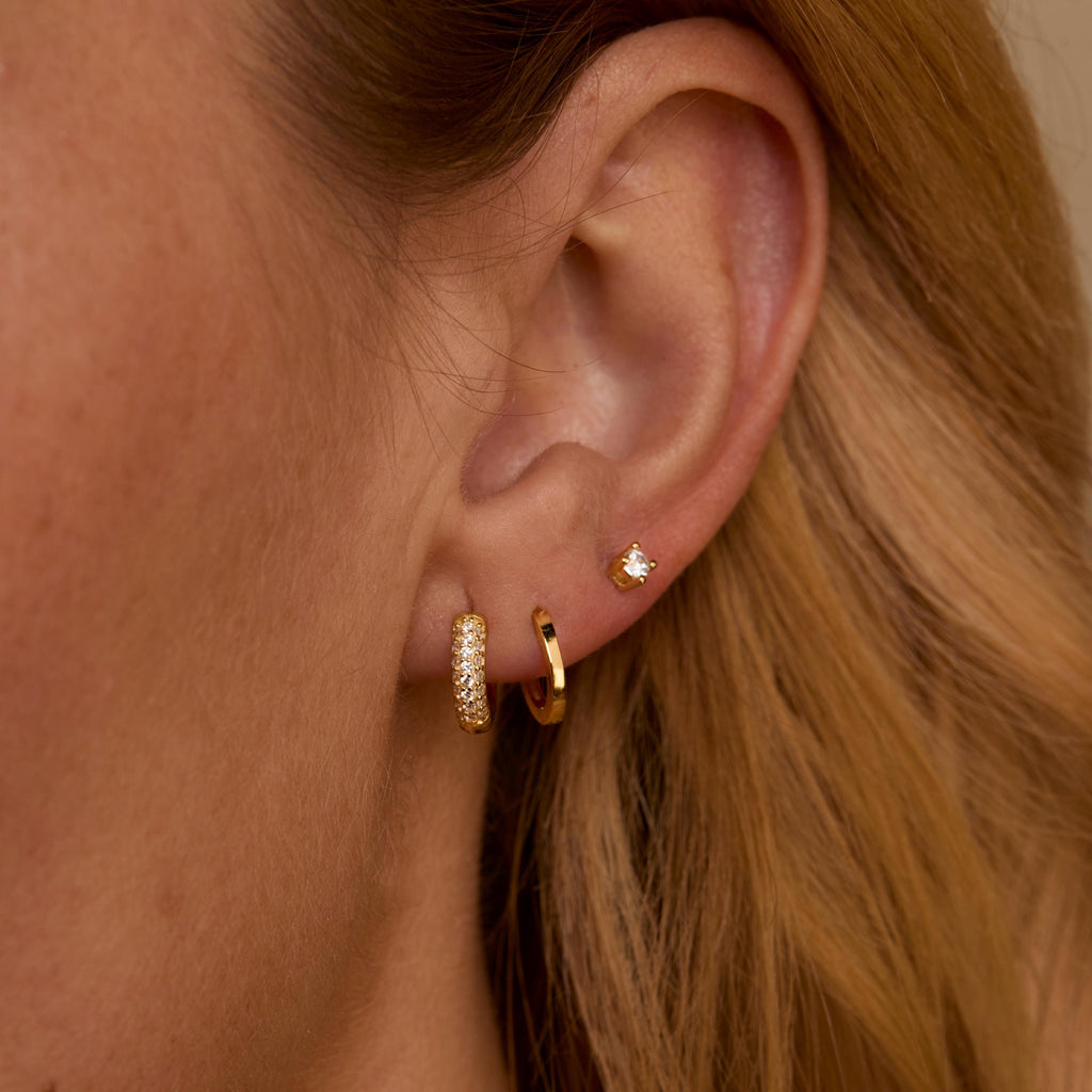 Gold Marquise Earring Set, Minimalist Flower Earrings, Huggie Hoops Earrings, Tragus Stud, Marquise Conch Earrings, Earrings for women