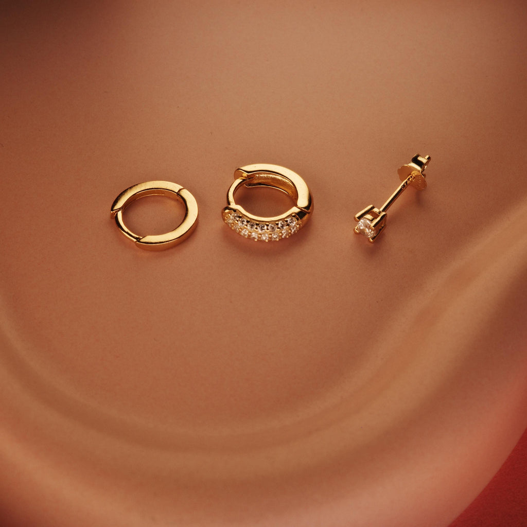 Gold Marquise Earring Set, Minimalist Flower Earrings, Huggie Hoops Earrings, Tragus Stud, Marquise Conch Earrings, Earrings for women