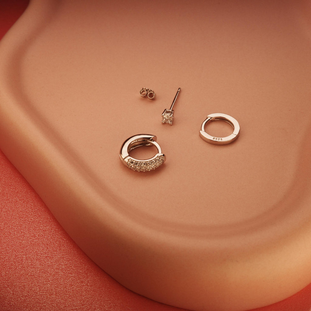 Gold Earring Set, Mix Match Huggie Hoops, Ear Cuff Earring, Minimalist Jewelry, Gift for Her, Minimalist Dainty Earrings, Multiple Piercings