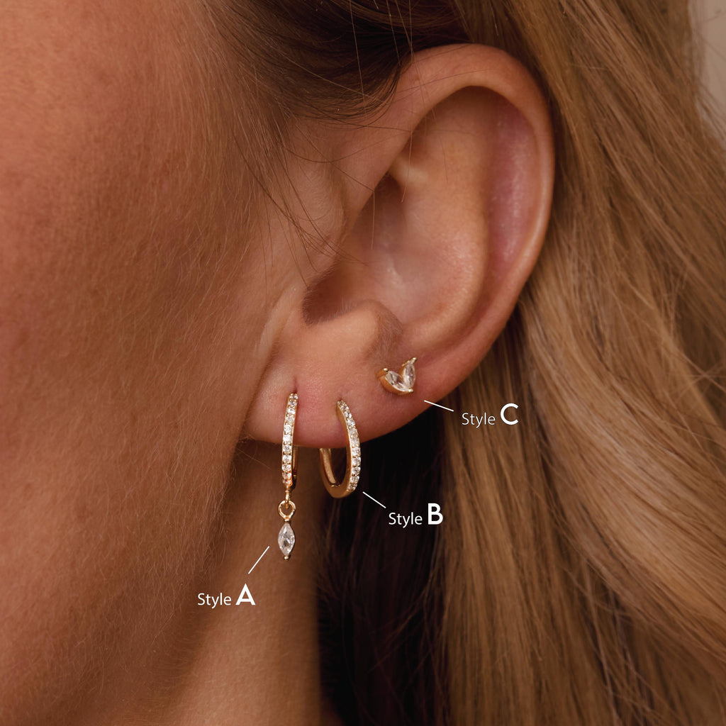 14K Gold Earring Set, Star Hoop Earrings with Star Studs, Ear Stack, Minimalist Gift for Her, Gold Plated Dainty Handmade Earrings