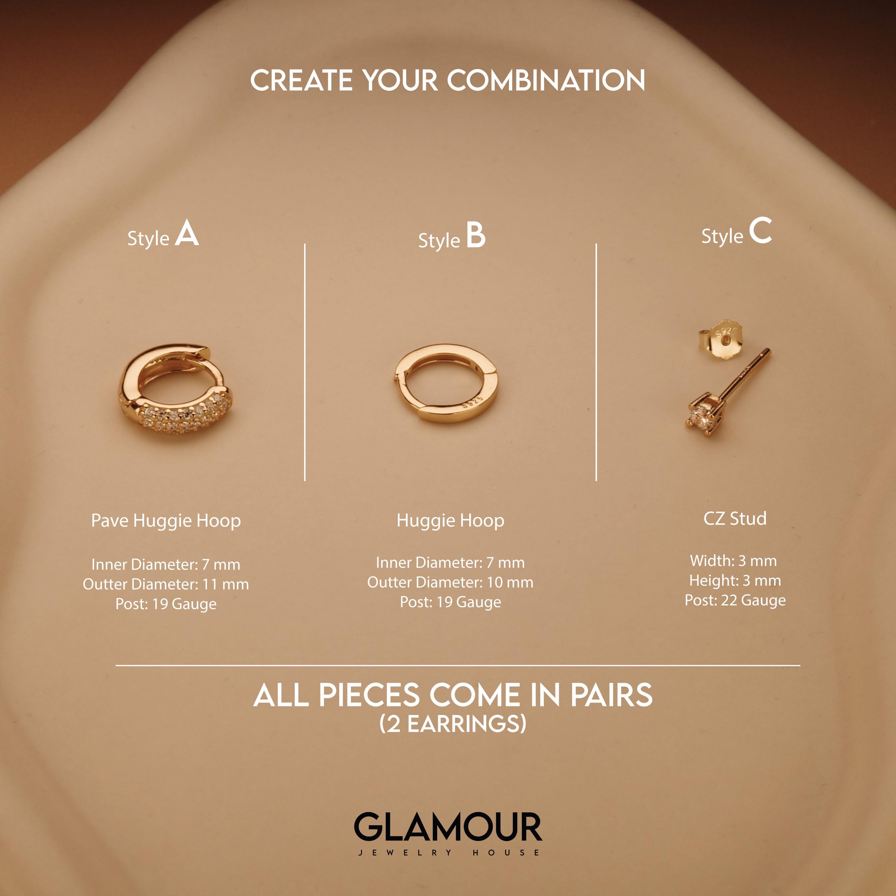 Gold Marquise Earring Set, Minimalist Flower Earrings, Huggie Hoops Earrings, Tragus Stud, Marquise Conch Earrings, Earrings for women