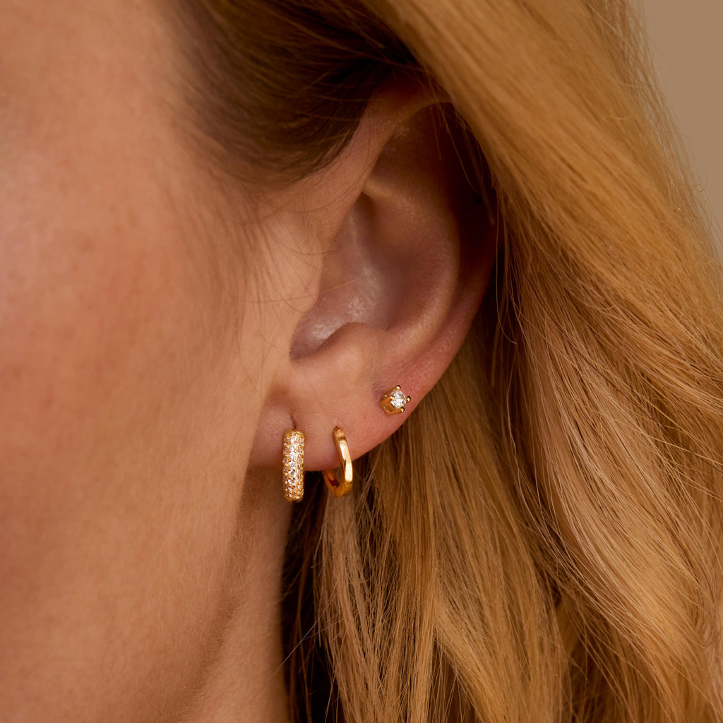 Gold Marquise Earring Set, Minimalist Flower Earrings, Huggie Hoops Earrings, Tragus Stud, Marquise Conch Earrings, Earrings for women