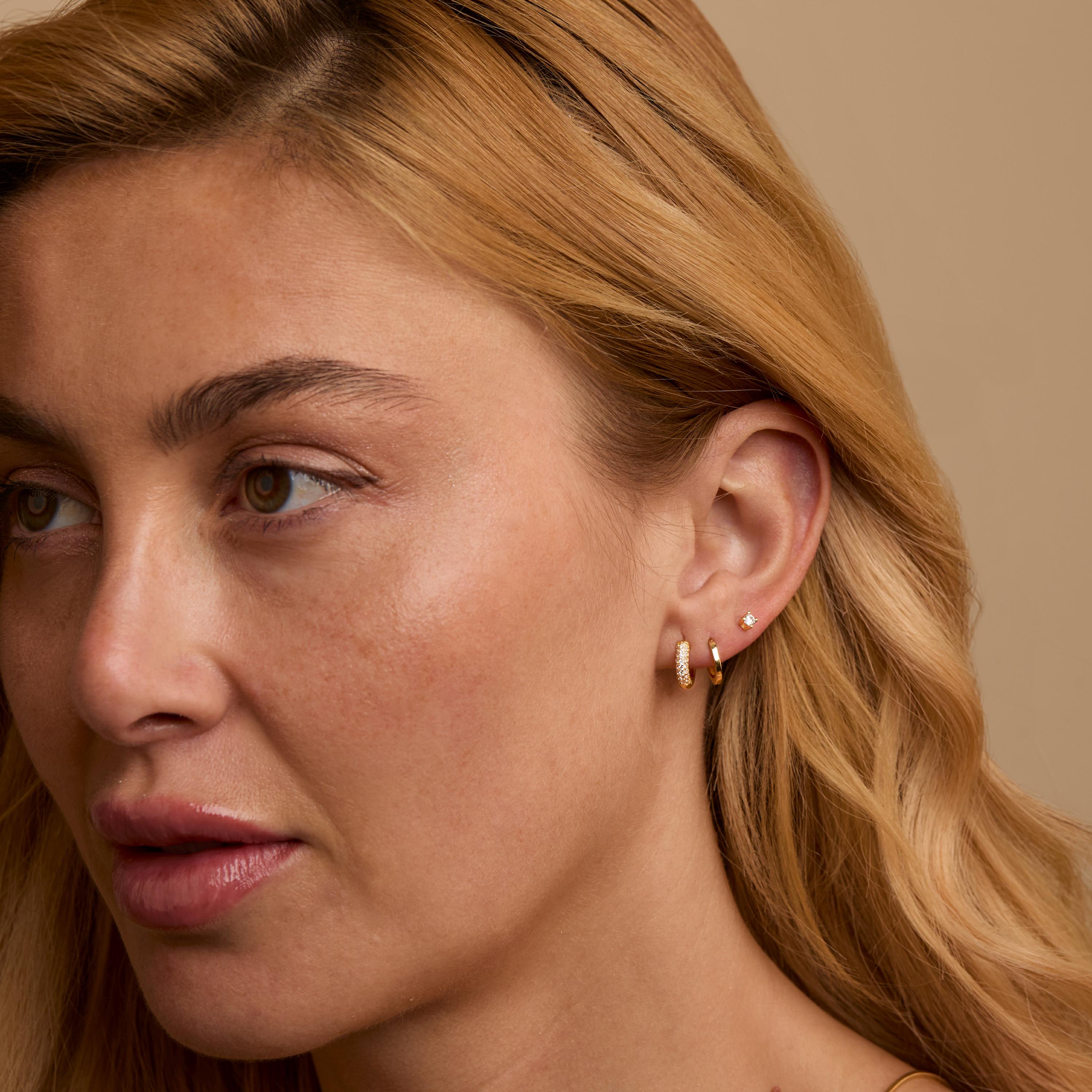 Gold Marquise Earring Set, Minimalist Flower Earrings, Huggie Hoops Earrings, Tragus Stud, Marquise Conch Earrings, Earrings for women