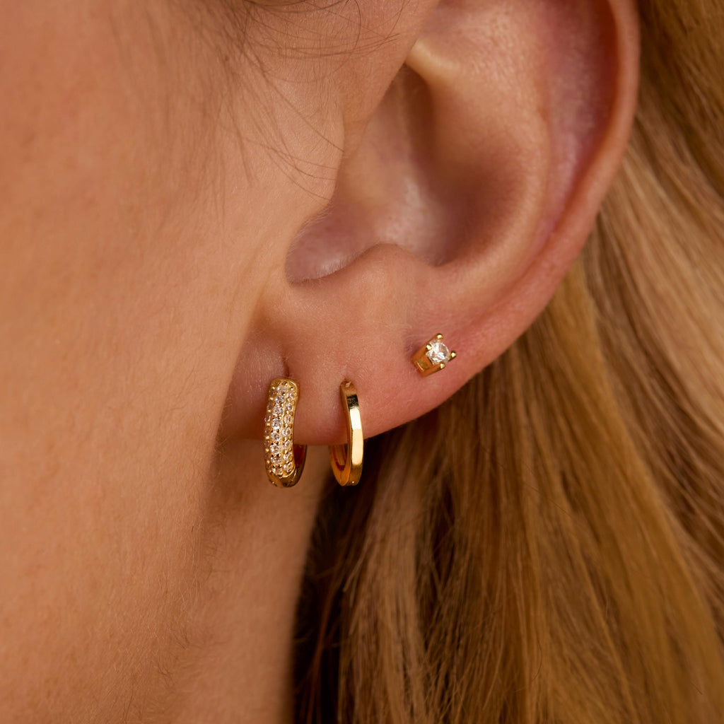 Gold Marquise Earring Set, Minimalist Flower Earrings, Huggie Hoops Earrings, Tragus Stud, Marquise Conch Earrings, Earrings for women