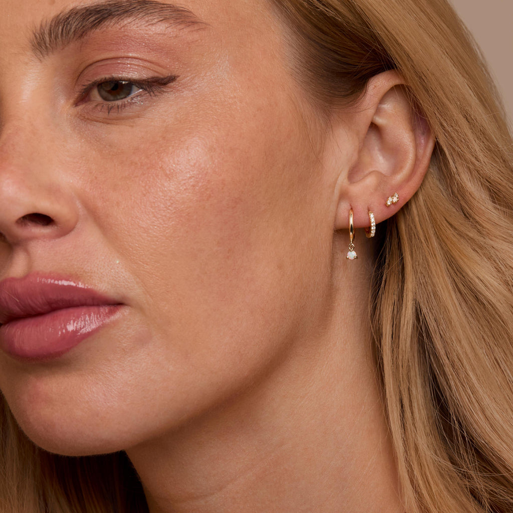 Pear Drop Marquise Cluster Ear Stack, Elegant Pear Dangles, Minimalist Earring Set, Gold Huggie Hoops, Marquise Stud Earring, Gift for Her