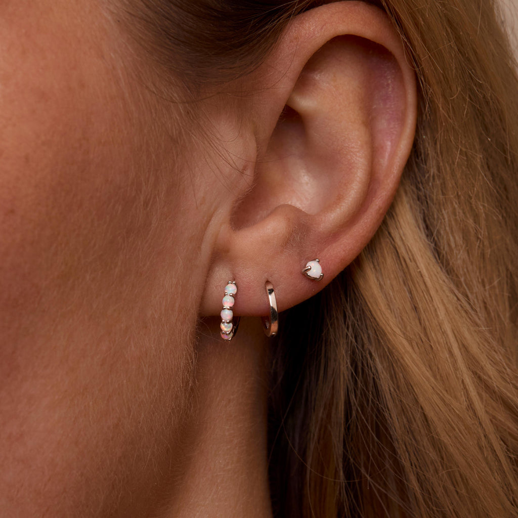 Whale Tail Rainbow Stud Combo Earring Set, Gold Huggie Hoop Earrings, Hypoallergenic Ear Stack Combination, Gold Stud Earrings, Gift for Her